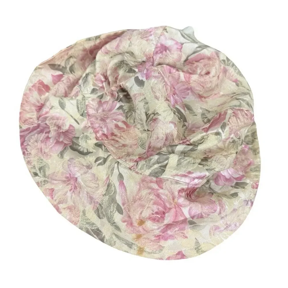 Vintage Floral Fabric Flip Front Bucket Hat Blossom 90s Y2K 3D Flower One Size